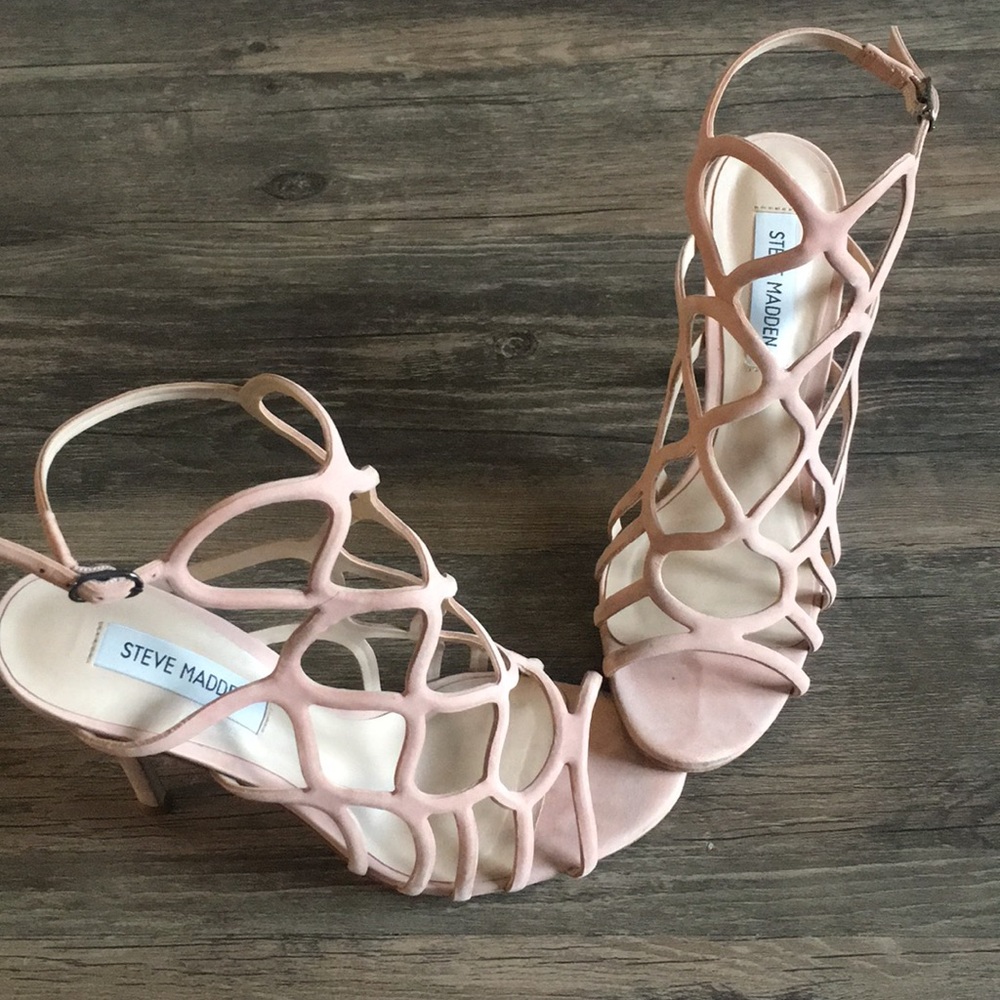 Steve Madden blush suede strappy heels.